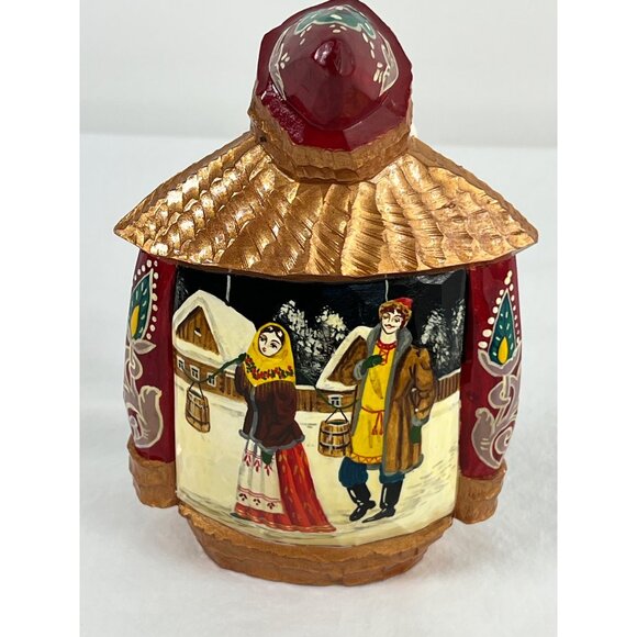 Russian Hand-Carved Wooden Santa Figurine With Staff Hand Painted Signed - Picture 2 of 6